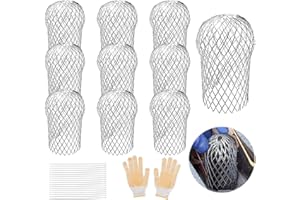 10Pcs Gutter Downspout Guards 3.5 Inch Aluminum Leaf Filter Strainer Expandable Gutter Downspout Protector for Preventing Blo