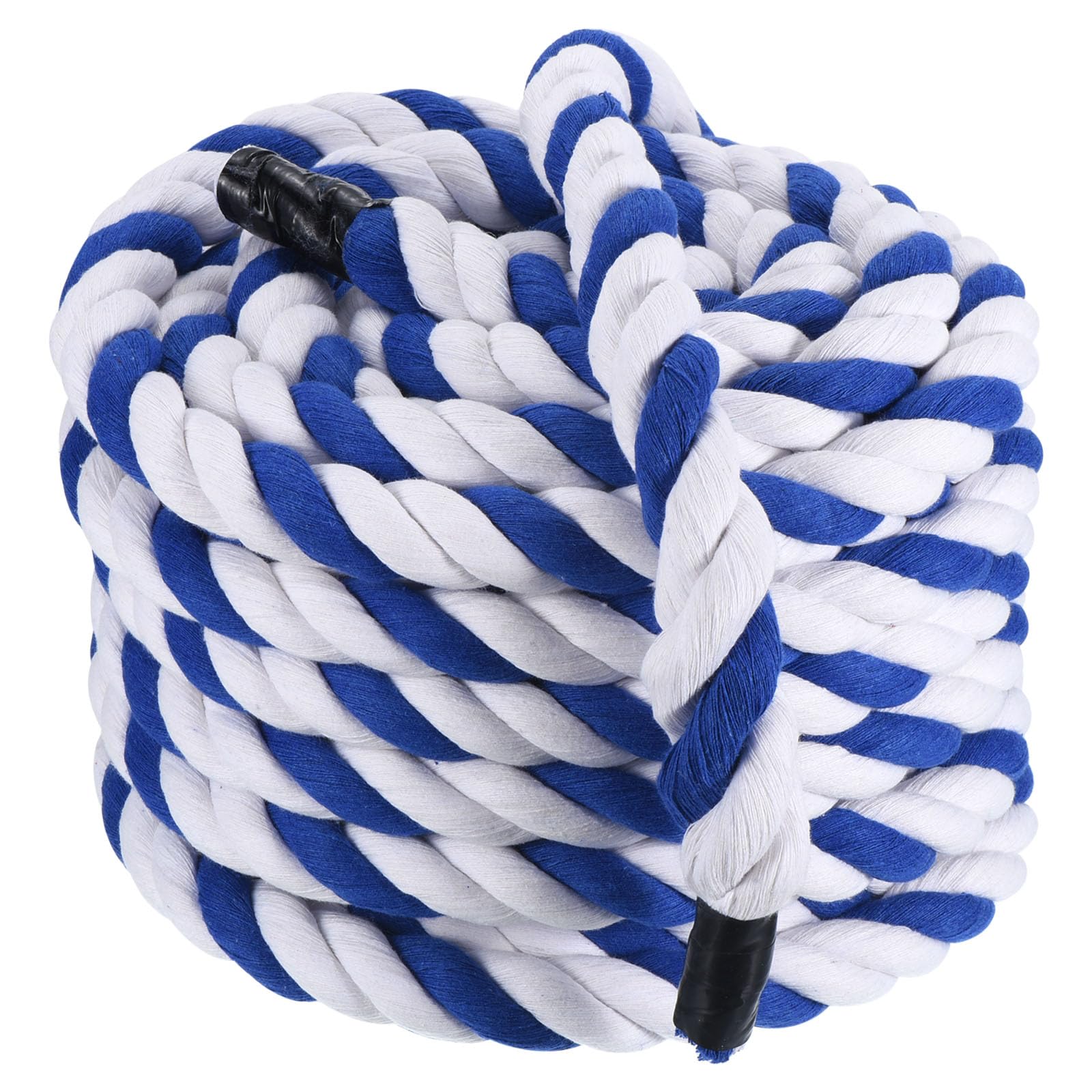 PATIKIL 1 Inch x 50 Feet Natural Twisted Cotton Rope, 3 Strand Strong Thick Cotton Tug of War Rope, Blue White