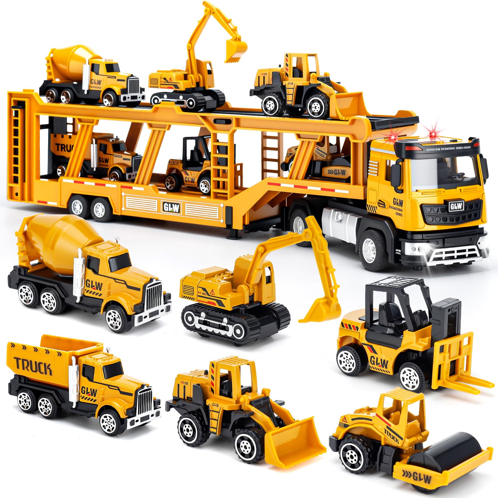 Naxudcoo Construction Toys For 3-7 Year Old Boys Girls: Digger Toy Construction Truck Toy Set Toddler Car Birthday Gift, Construction Vehicle Toys For 3 4 5 6 7 Years Old Boy Gifts