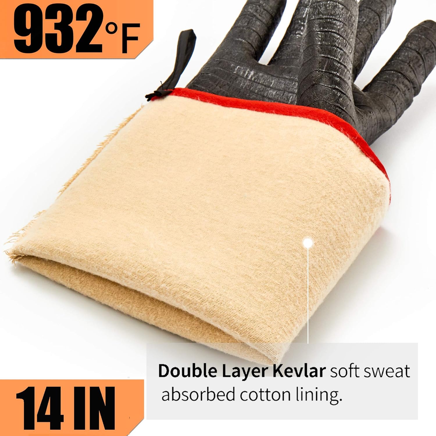 RAPICCA BBQ Gloves 14 Inches, 932℉, Heat Resistant-Smoker, Grill, Cooking Barbecue Gloves, for Handling Heat Food Right on Your Fryer, Grill, Oven. Waterproof, Fireproof, Oil Resistant Neoprene Coating : Garden & Outdoor