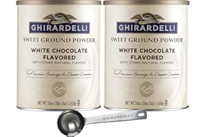 GHIRARDELLI CHOCOLATE COMPANY Ghirardelli Sweet Ground White Chocolate Gourmet Flavored Powder 3.12 Pound (Pack of 2) with Ghirardelli Stamped Barista Spoon