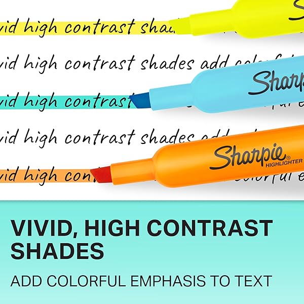 SHARPIE TANK HIGHLIGHTERS, CHISEL TIP, ASSORTED FLUORESCENT, SIX ASSORTED COLORS, 12 COUNT – BACK TO SCHOOL, OFFICE, TEACHER SUPPLIES