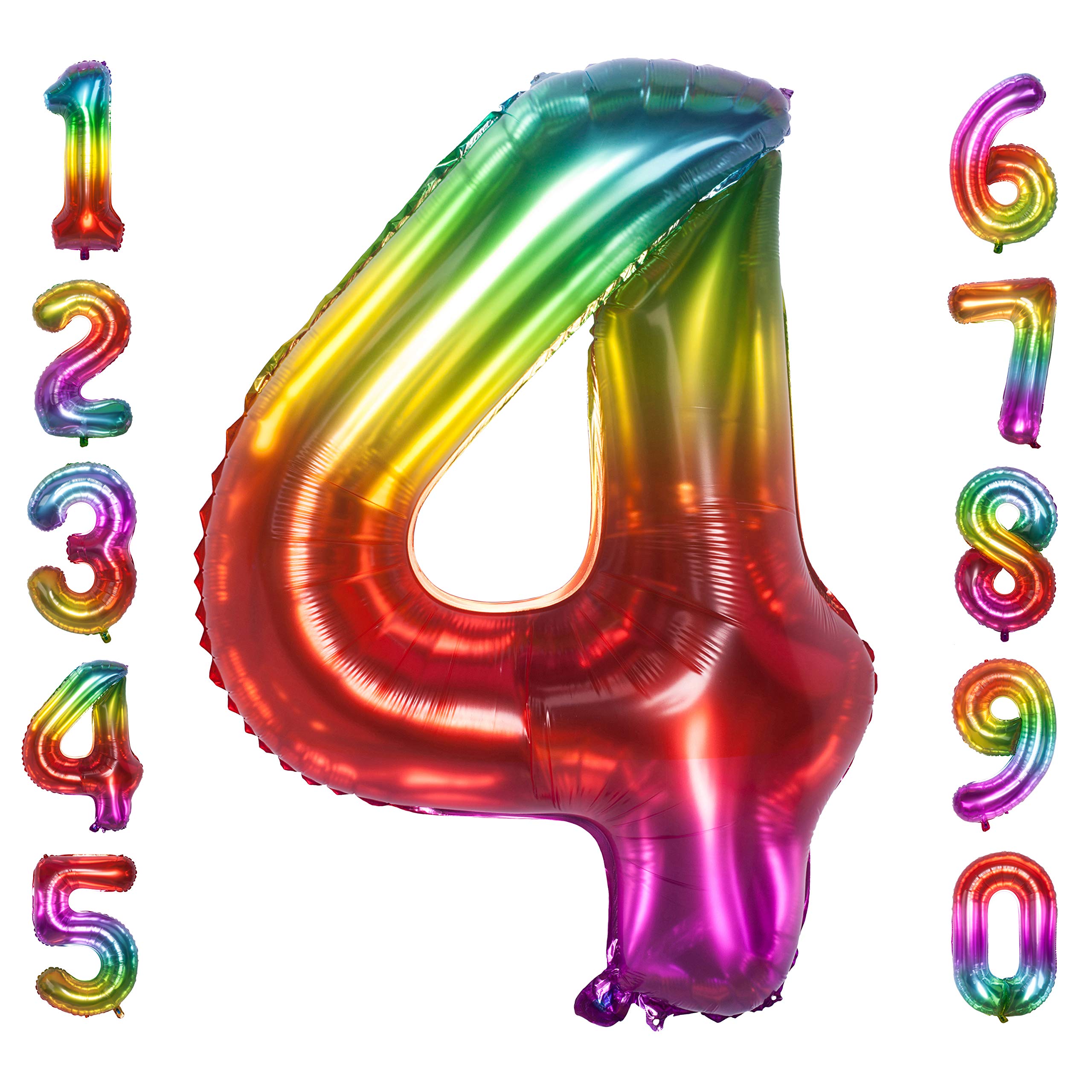 40 Inch Jelly Large Number Balloons Mylar Foil Big Number 4 Giant Helium Balloon Birthday Party Decoration