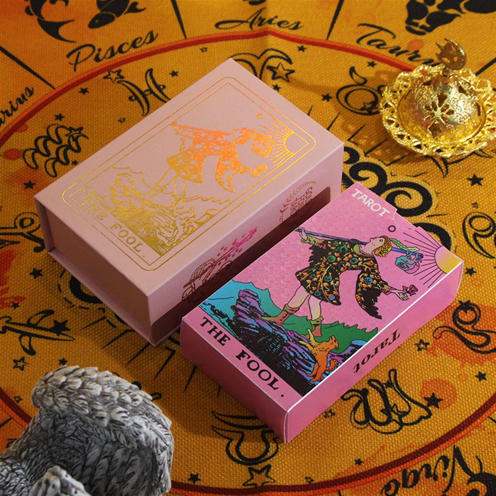 GIBZ Tarot Cards Deck Pink Design Future Telling Game Card Set with Guidebook Holder Box for Beginners