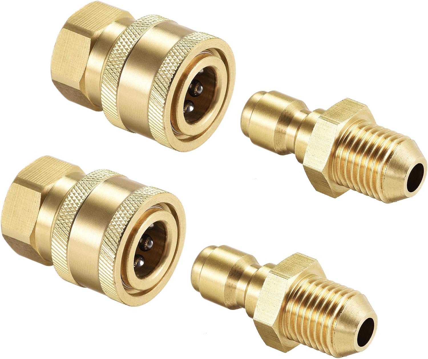 sourcing map Garden Hose Brass Quick Connect Set Fittings M14x1.5 Male & Female Thread Water Hose Connectors Pressure Washer Adapter Connectors