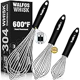 Stainless Steel Wire Whisk Set - 3 Packs Balloon Whisk, Thick Wire Wisk & Strong Handles, Egg Frother for Cooking, Blending, Whisking, Beating and Stirring (7"+9"+11")