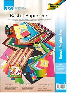 folia 940 - Bastelpapier - Set Ganzjahr, 323 Teile - Kreativset für Kinder und Erwachsene mit verschiedenen Bastelmaterialien