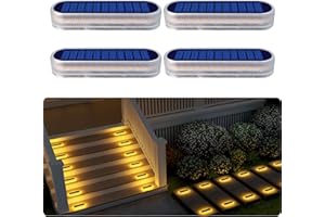 DETARZINLED Solar Step Lights Outdoor Waterproof LED Deck, Fence, Stairs, Dock, Patio, Post, Railing, Garden, Backyard, Front Door, Pathway, Driveway, Porch (4 Pack)