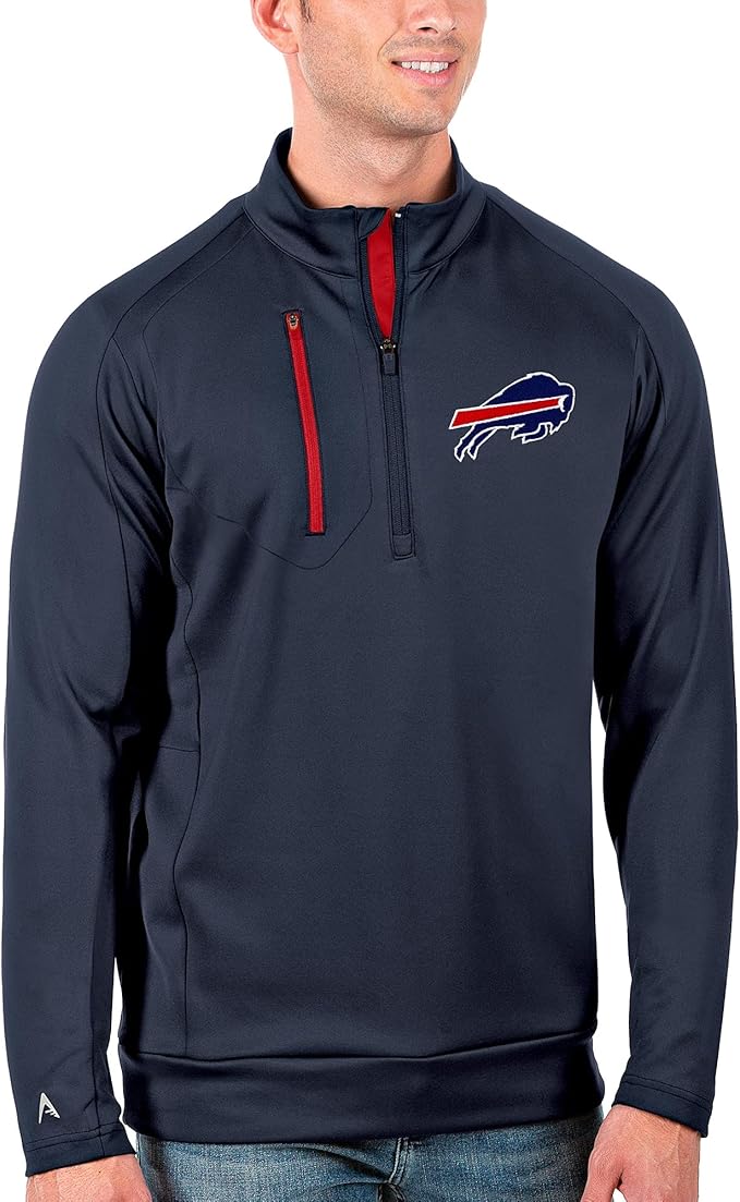 Amazon.com : Antigua Men's Navy/Red Buffalo Bills Generation Quarter-Zip Pullover Jacket : Clothing
