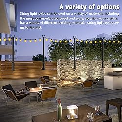Beizelte 2 Pack 5 Ft String Light Poles,Light Poles