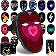 MEGOO Led Mask with Bluetooth Programmable App,Shining Led Light Up Face Mask for Adult Kid Halloween Masquerade Party