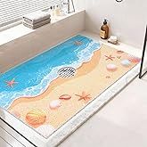 Non Slip Shower Mat: 32x24 Inch Extra Large Shower Mats for Inside Shower with Drain Hole in Middle - Soft PVC Loofah Anti Slip Shower Floor Mat for Standing and Walk-in Shower, Quick Drying