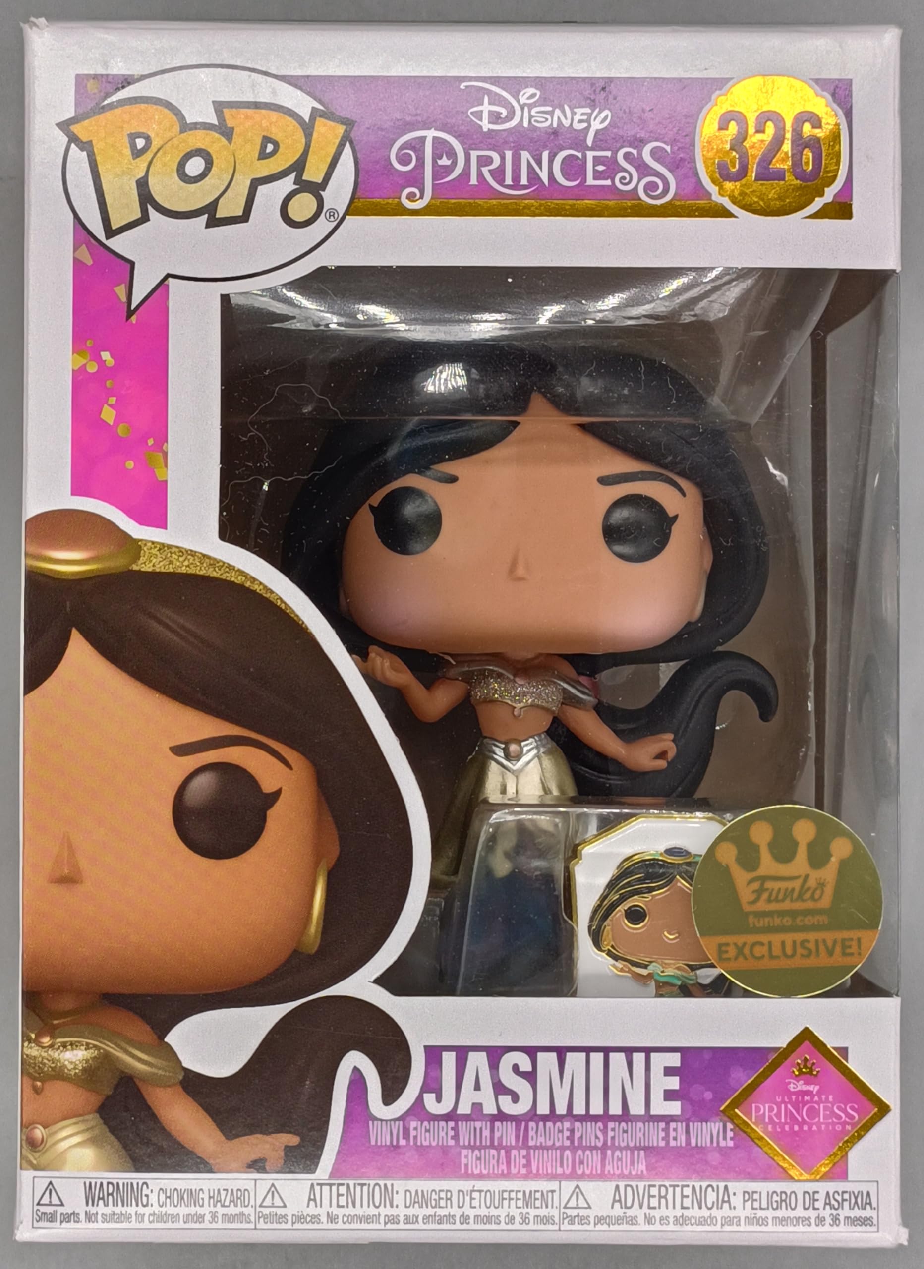 Pop! Disney Princess Jasmine W/Pin 326 Exclusive 2021 Fall Convention