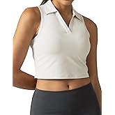 Colorfulkoala Women's Polo Tank Tops Slim-Fit Golf Crop Tops Sleeveless Tennis Casual T-Shirts