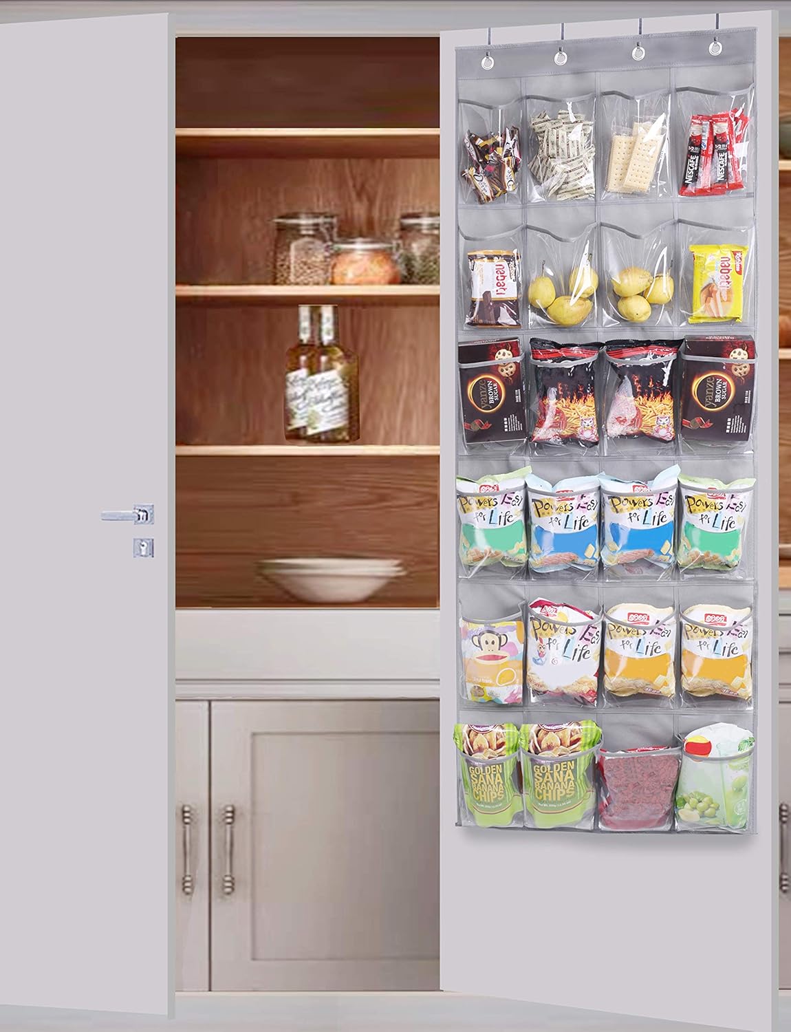 over the door shoe rack on Storage Organization Kimbora Over The Door Shoe Rack With 24 Clear Pvc Pockets Hanging Organizer For Closet Bathroom Kitchen Grey Clothing Closet Storage