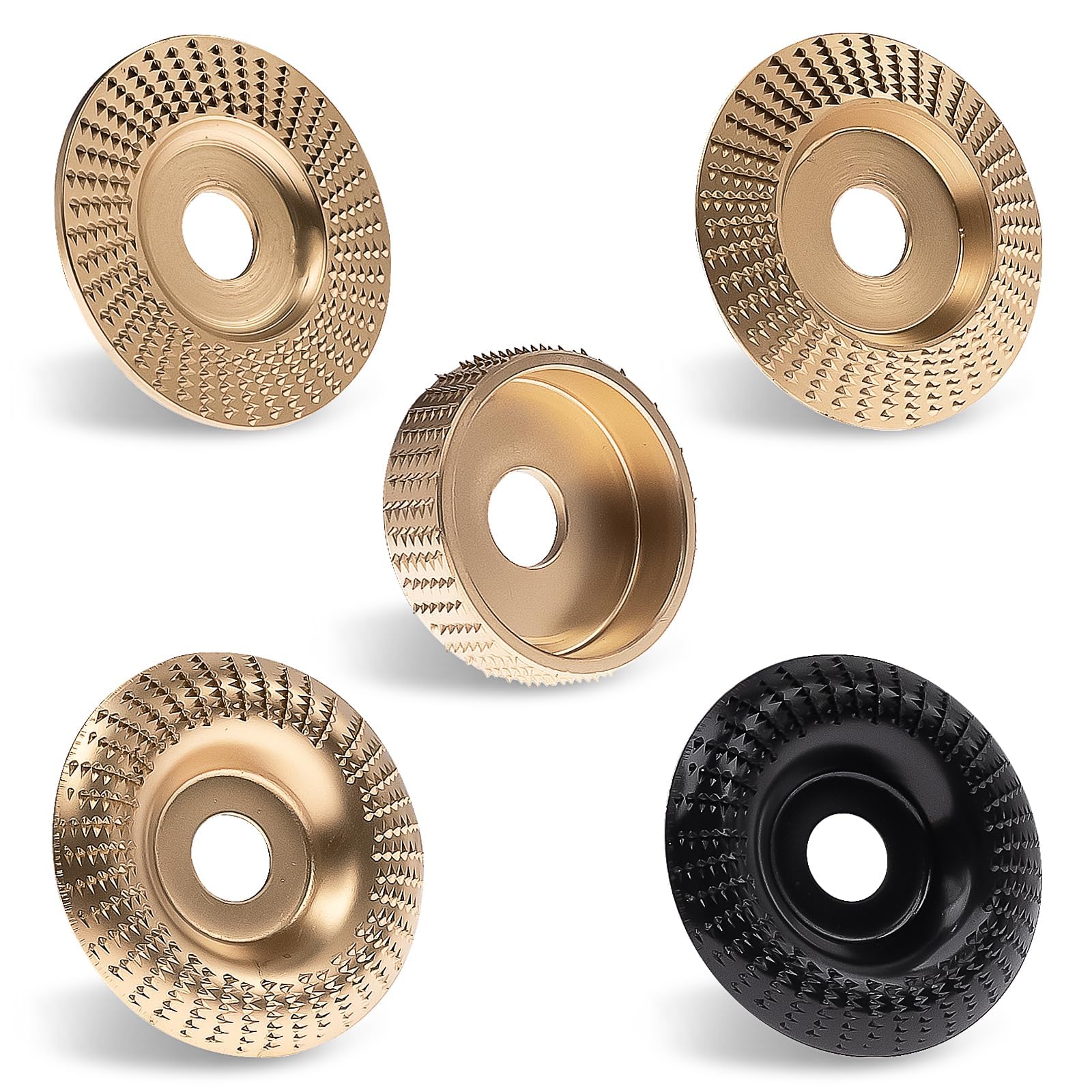 5PCS Angle Grinder Wood Carving Disc Set for 4" and 4 1/2", Attachments with 5/8 inch Arbor, Grinder Cutting Disc Wood Shaping Tools, Grinding Wheel Shaping Disc for Cutting