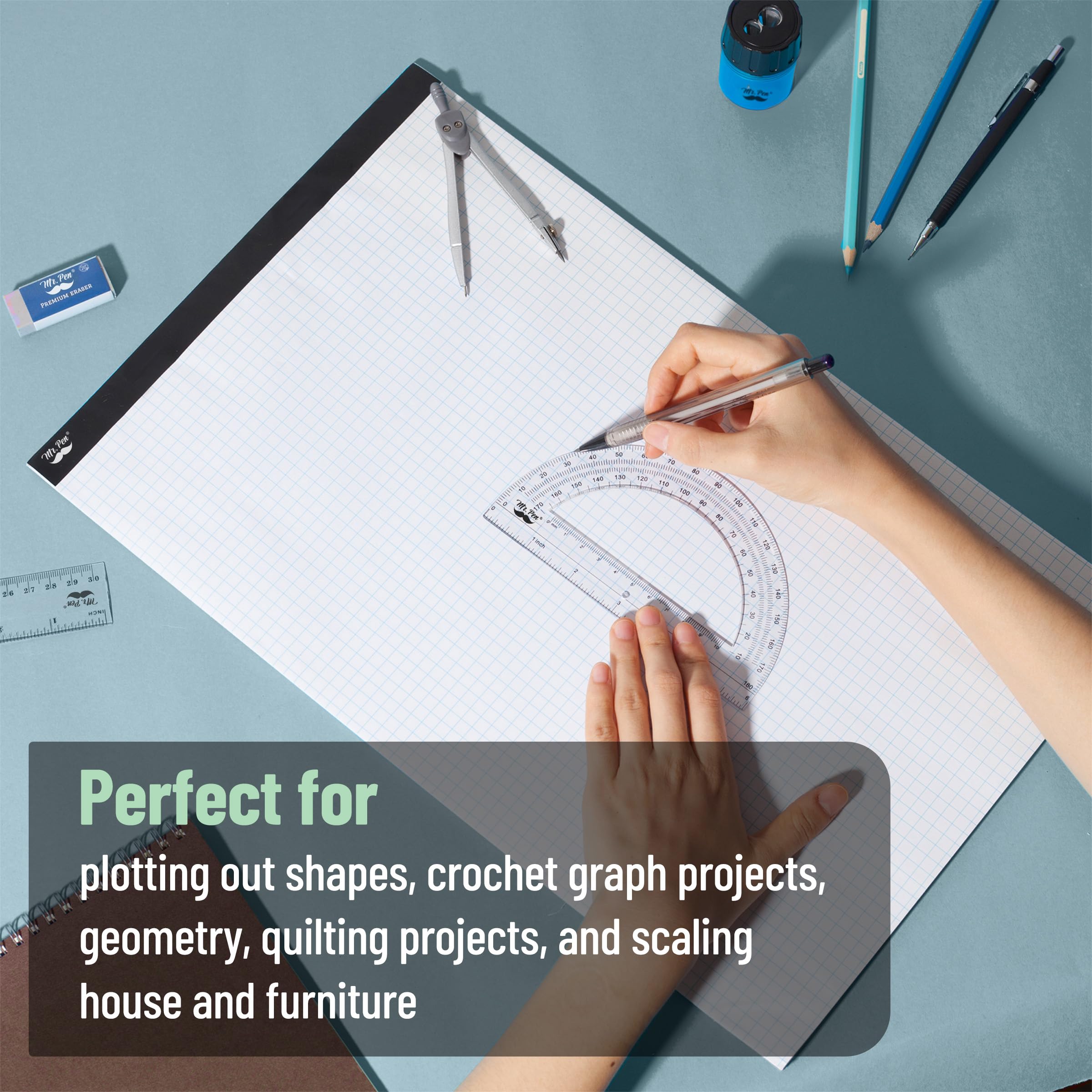 Mr. Pen Graph Paper, Grid Paper, 4x4 (4 Squares per inch), 17