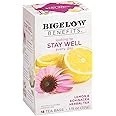 Bigelow Benefits Stay Well Lemon and Echinacea Herbal Tea, Caffeine Free, 18 Count (Pack of 6), 108 Total Tea Bags