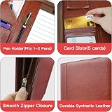 WRIYES Zippered Padfolio Leather Organizer 10.2 Inch Brown view 4