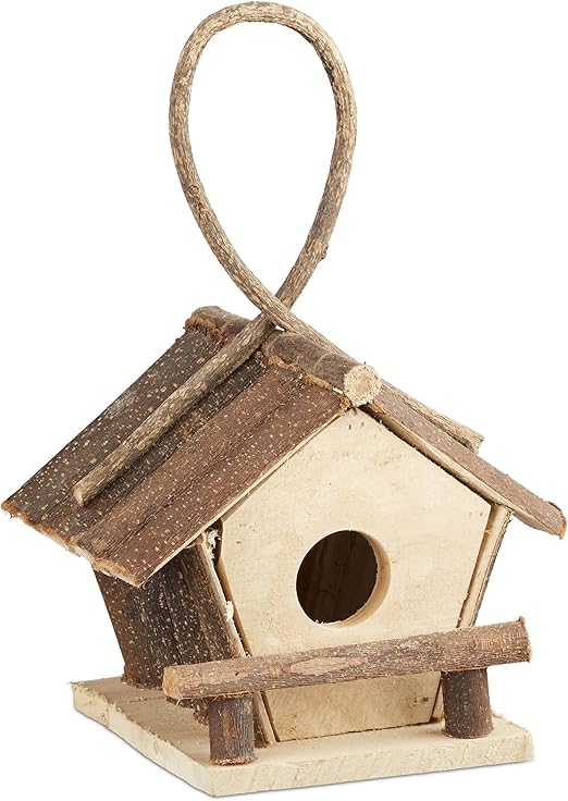 Relaxdays Vogelhaus Deko Natur Dekoration Fur Balkon Handgefertigte Vogelvilla Holz Vogelhauschen Mit Aufhangung Wildtiere Nistkasten