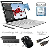 Microsoft Surface Book (512GB SSD, 16GB RAM, Intel 6th Gen Intel i7) + 2.4G Wireless Portable Optical Mouse w/ USB Receiver + Microsoft Surface Dock + DisplayPort to HDMI Cable + DigitalAndMore Cloth