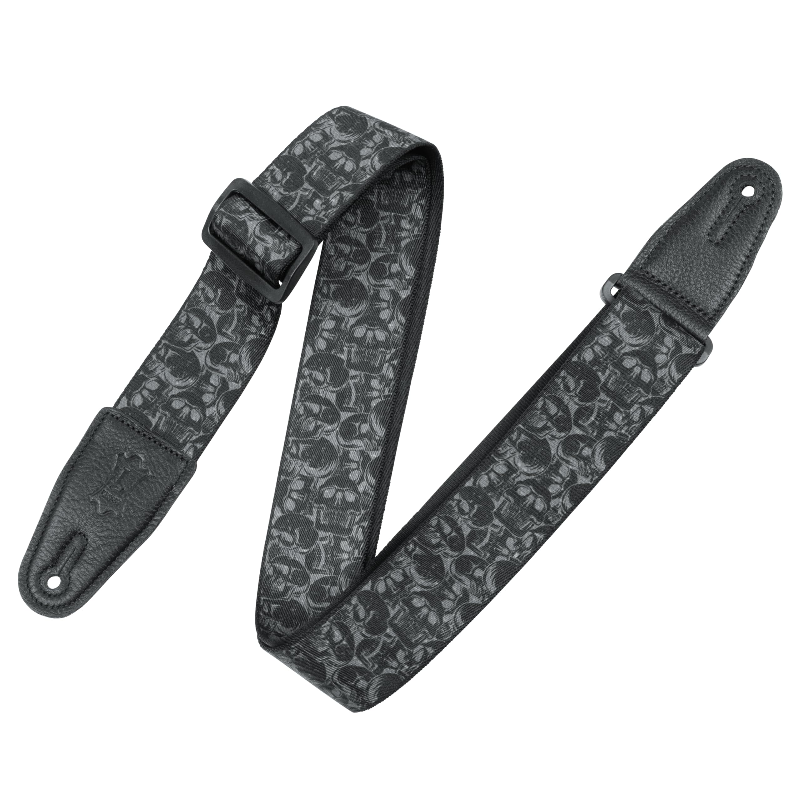 Levy's Leathers MPD2-111 Prints Polyester w Leather Ends 2" - Black & Grey Skulls