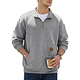 JEMLDL Men's Fleece Quarter Zip Pullover Sweatshirts Casual Long Sleeve Warm Mock Neck Sweatshirt with Pockets