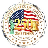 250 Anniversary USA Christmas Ornament, Crystal Glass Christmas Decorations | 250 Anniversary USA Merchandise Patriotic Christmas Ornament Gift For Family Mom Dad Friends Coworker