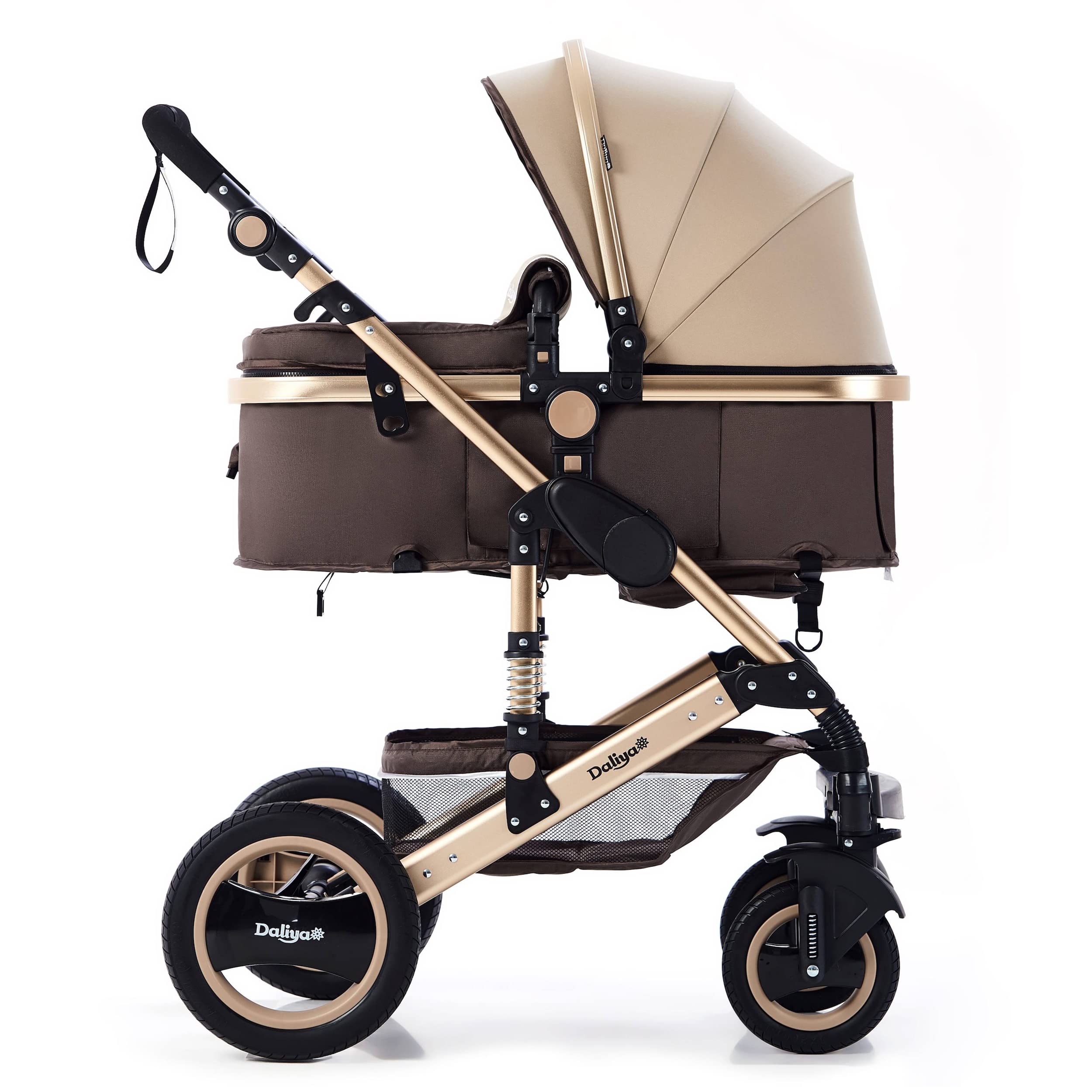 Mua Daliya Bambimo 3in1 Kinderwagen Kombikinderwagen Riesenset 15-Teilig  incl. Babywanne, Buggy, Babyschale mit Fusack, Alu-Rahmen,  Voll-Gummireifen, Wickeltasche, Kindertisch - Braun Gold trn Amazon c  chnh hng 2026 | Fado