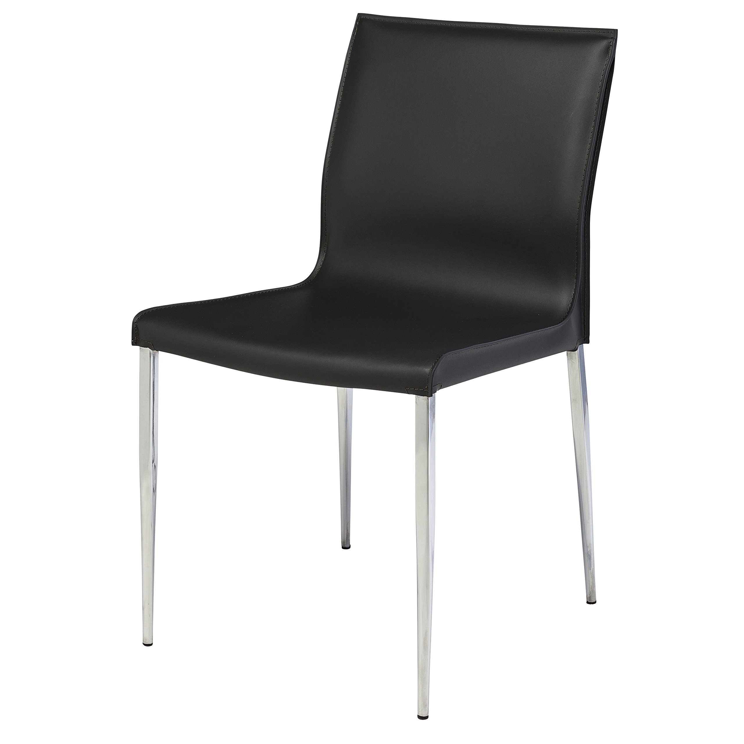 Colter Leather Dining Chair with Steel Legs Black Buy Online in