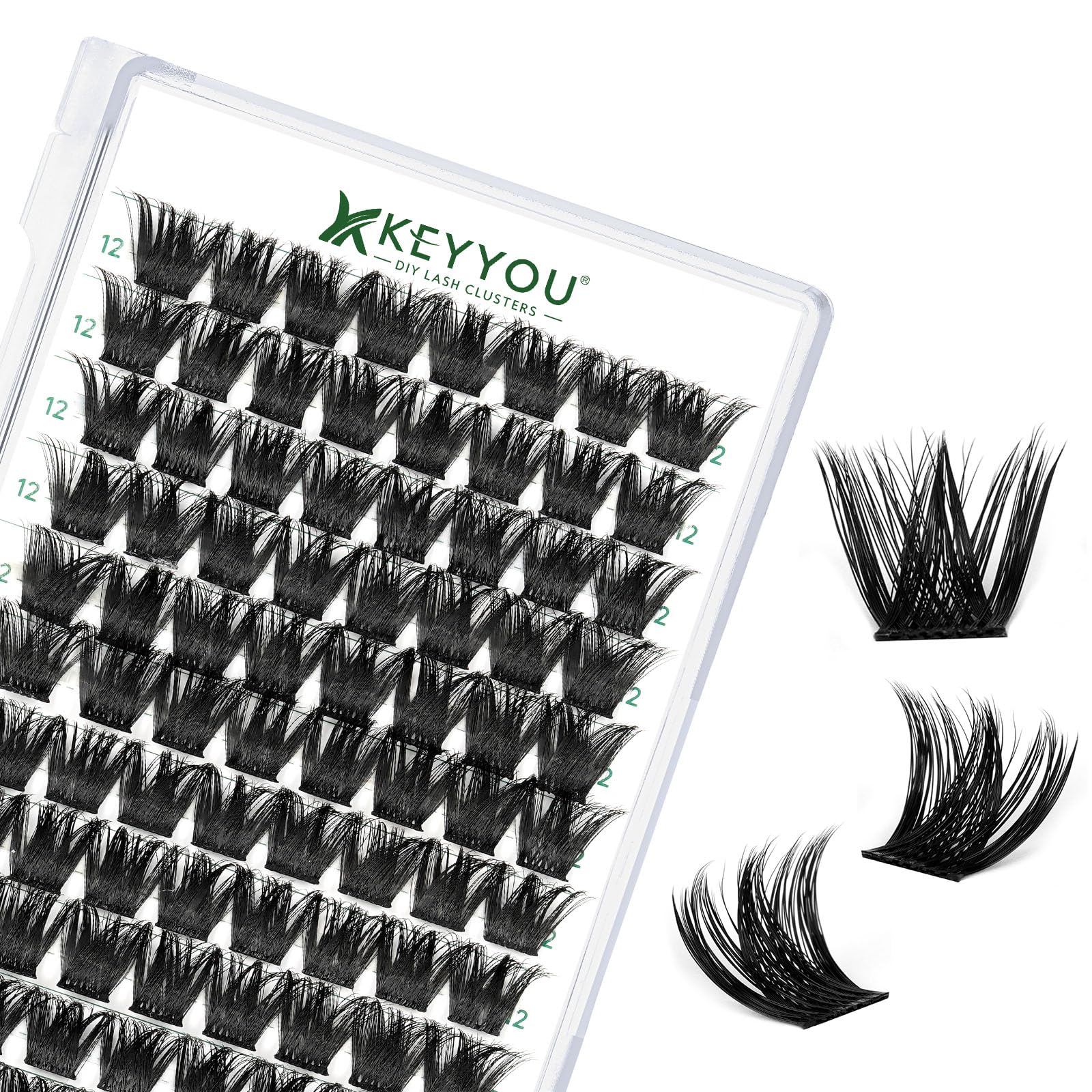 Photo 1 of Lash Clusters 96pcs Eyelash Clusters Y02 D Curl 12mm Individual Lashes KEYYOU Volume Wispy Lash Extension Soft&Comfortable Easy DIY at Home(Y02,D-12mm)