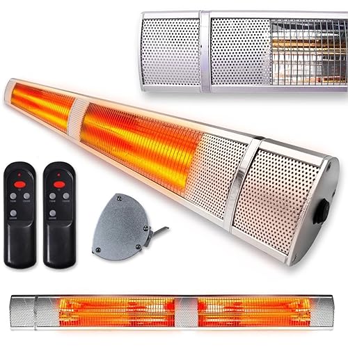 Black Dual Wall Mounted Electric Infrared Halogen Patio Heater