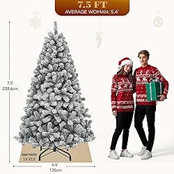 YITAHOME Prelit Snow Flocked Artificial Full