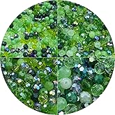 Xinhongo 550pcs Round Crystal Glass Beads 3mm 4mm 6mm 8mm Round Faceted Spacer Beads for Jewelry Making Bracelet Earring Necklace Wind Chimes Suncatchers DIY Craft Making Supplies(Green Series)