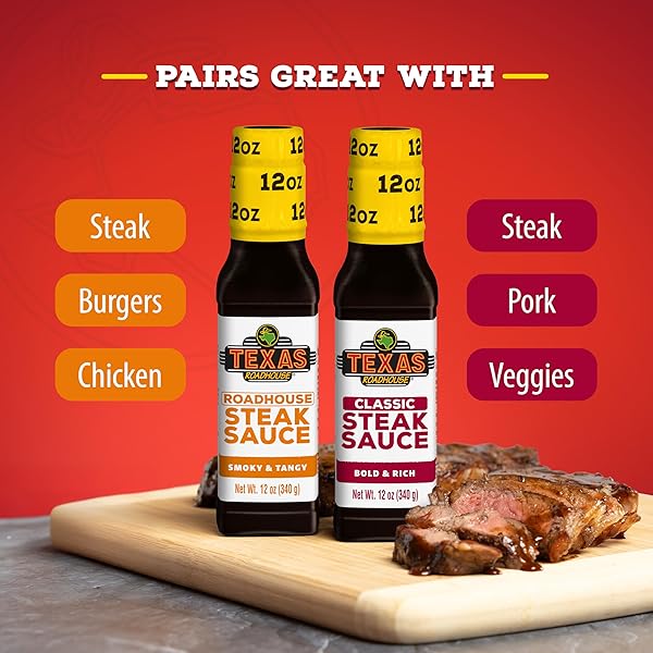 TEXAS ROADHOUSE GOLD SAUCE, 12 OZ. BOTTLE, PERFECT STEAK MARINADE OR DIPPING SAUCE, MADE WITH VINEGAR, APPLE BUTTER AND SOY SAUCE