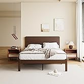 Cleaniago 14 Inch High Solid Bamboo Wood Queen Bed Frame with Headboard, Heavy Duty Steel Slat Support, No Box Spring Needed, Easy Assembly