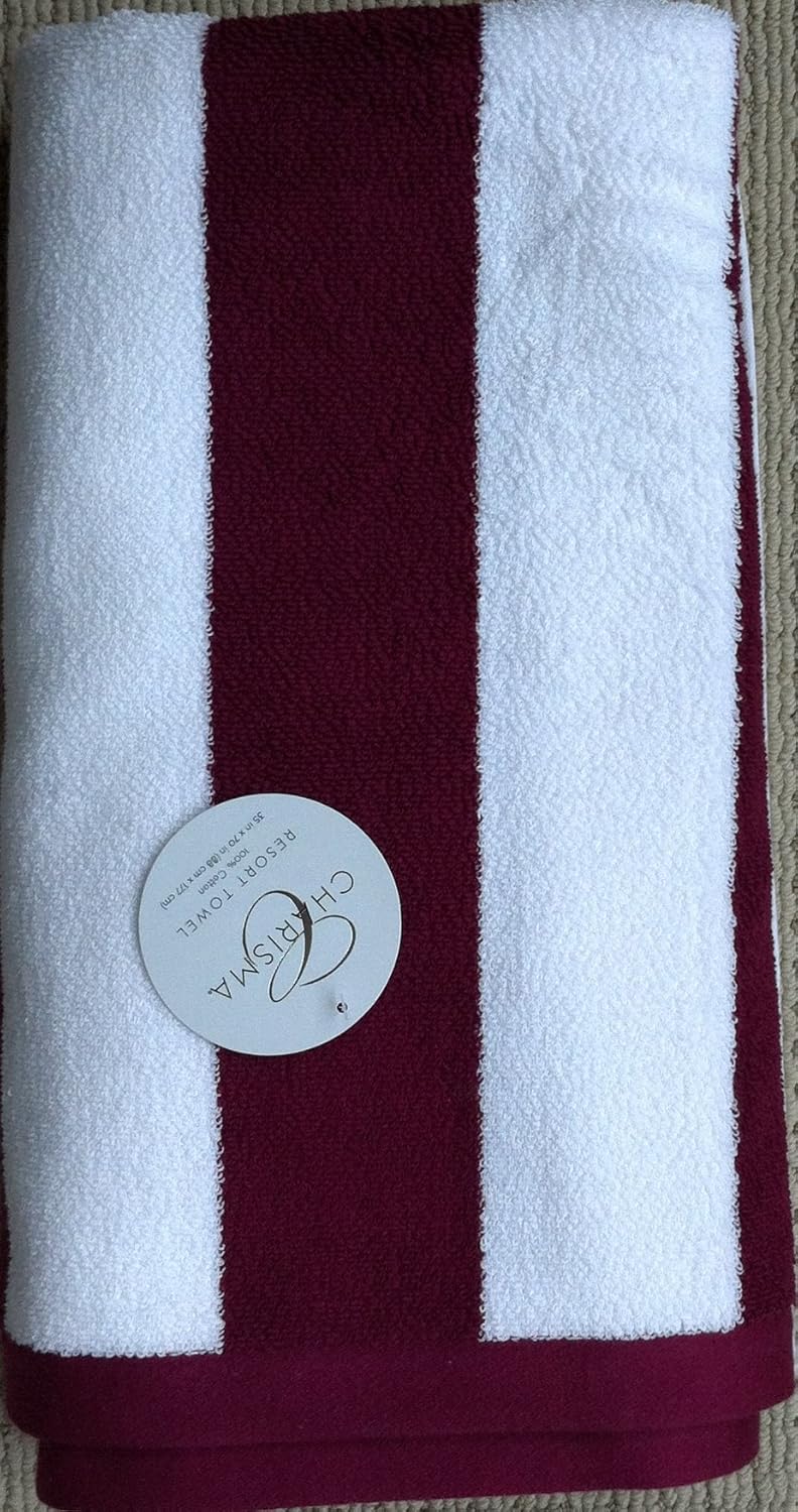 Charisma Resort Beach Towel (Raspberry Cabana Stripe / 35