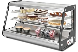 KoolMore 48 in. Refrigerated Bakery Display Case with Clear Glass Front, Sliding Rear Doors, LED Lighting, Adjustable Temperature, and Dual Shelving in Stainless-Steel, 7 cu. ft. (CDC-7C-SS)
