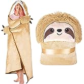 Sloth Wearable Hooded Blanket for Adults – Super Soft Warm Cozy Plush Flannel Fleece Throw & Sherpa Hoodie Cloak Wrap - Sloth Gifts for Women Adults Girls and Kids