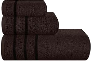 MyOwn Ultra Soft 3 Pack Cotton Towel Set, Contains a Bath Towel 28x55 inch, a Hand Towel 16x24 inch & Wash Coth 12x12 inch, Ideal Everyday use, Compact & Lightweight - Chocolate Brown