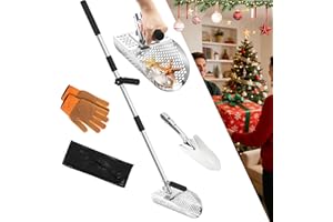NFIE Sand Scoop for Metal Detecting, Metal Detector Sand Shovel Accessories for Beach, Stainless Steel Sand Sifter Digging Tool, Long Handle Fast Sand Sifting Flea Rake for Underwater Treasure Hunting