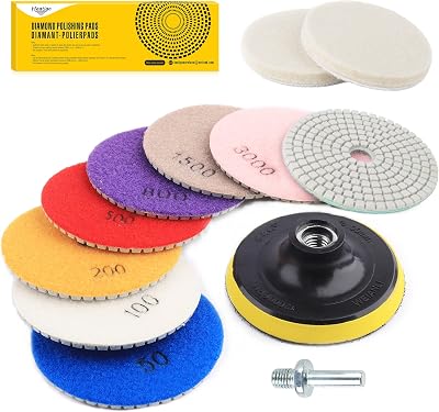 Heatigo 11Pcs Diamond Polishing Pads Kit 4 Inch Granite Marble Concrete