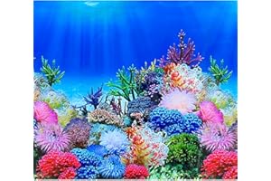 XCNO Fish Backgrounds Paper Double Sides Undersea Aquarium Background Poster Colorful Sea Anemone Fish Tank Background Sticker Decorations 12"x 25"