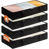 Lifewit 4 Pack 95L Under Bed Storage Bins, Foldable Closet Organizers and Storage Containers,Underbed Storage Bags with Reinf