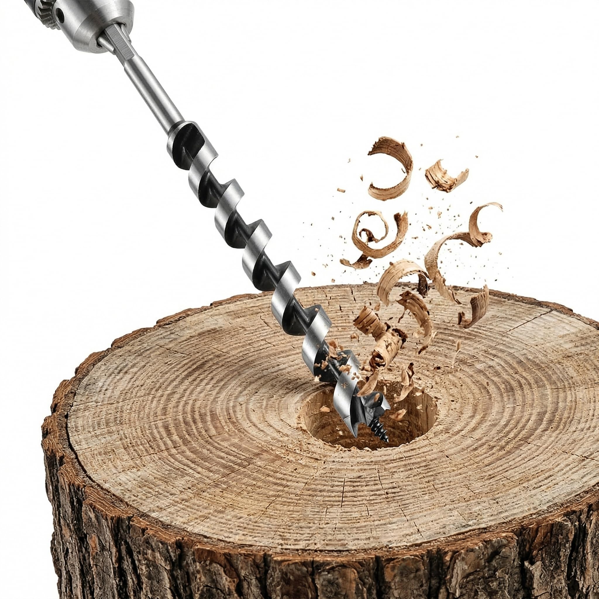 SOMADA 1-Inch x 12-Inch Auger Drill Bit for Wood, Hex Shank 3/8-Inch One Piece, Ship Auger Long Drill Bit for Soft and Hard Wood, Plastic, Drywall and Composite Materials