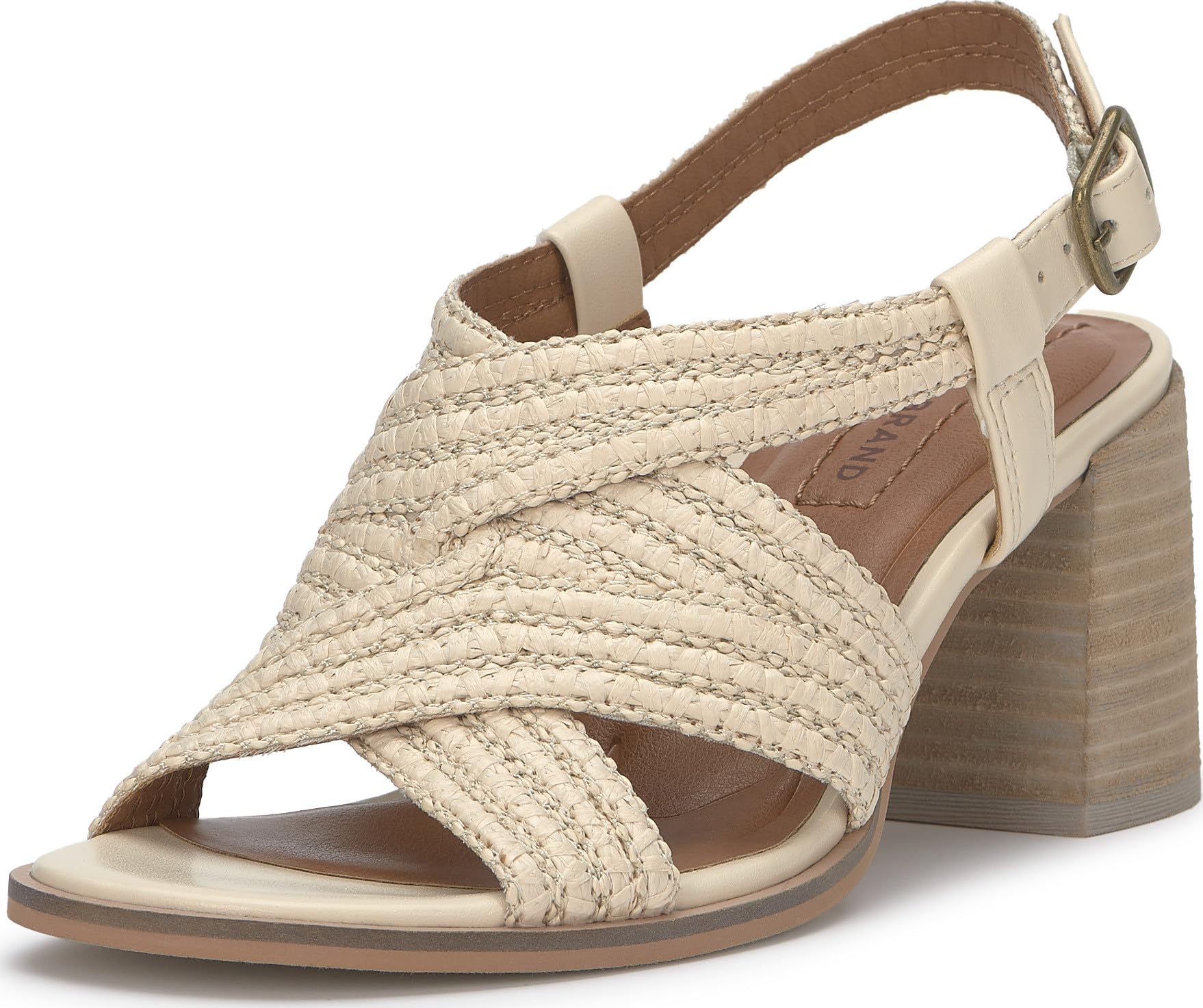 Lucky Brand Sasina Cut Out Heeled Sandal, Parchment, 8.5