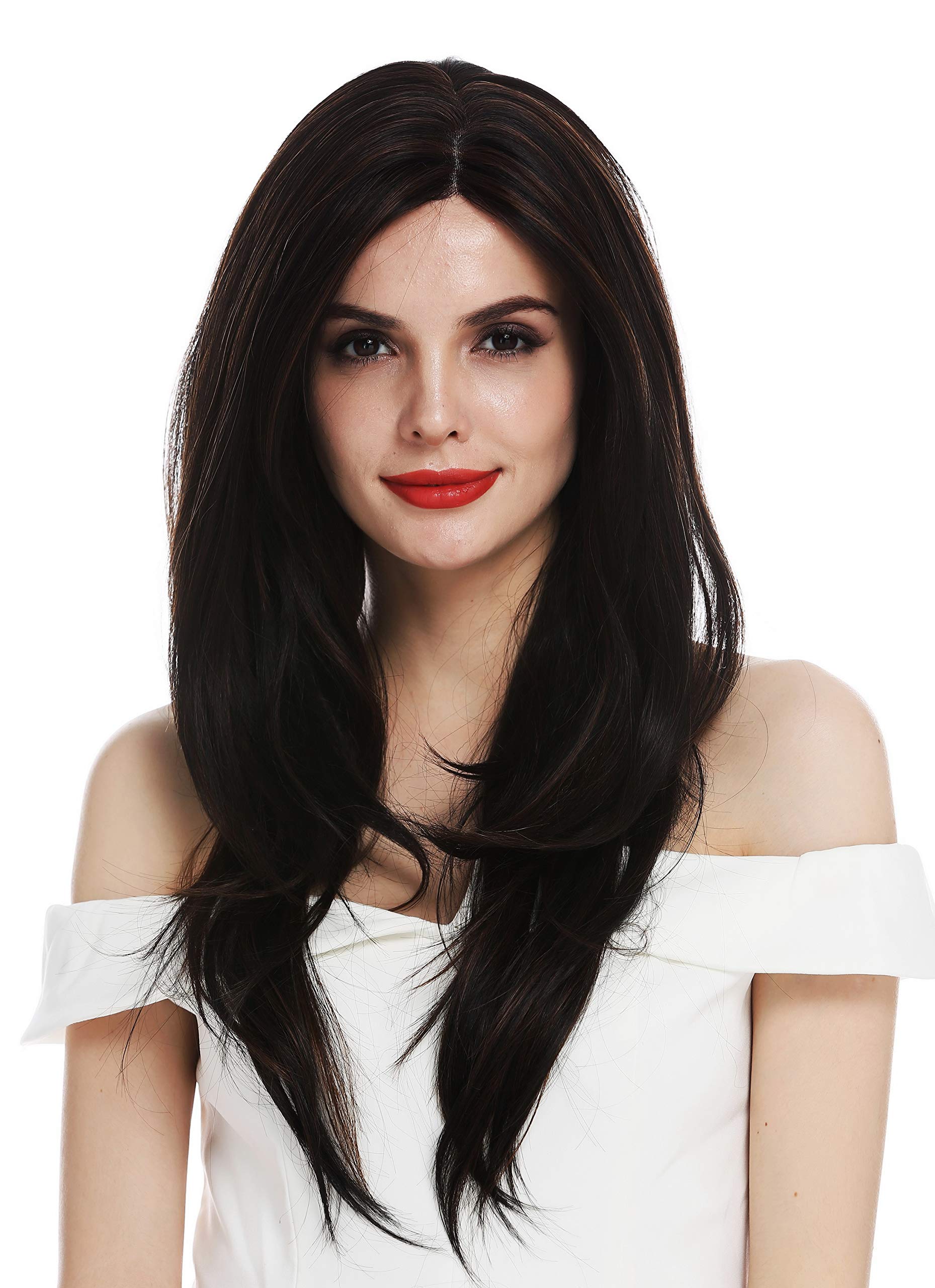 WIG ME UP - DW2768-MF-2H30 wig women's wig lace front monofilament long sleek blackish brown copper red highlights