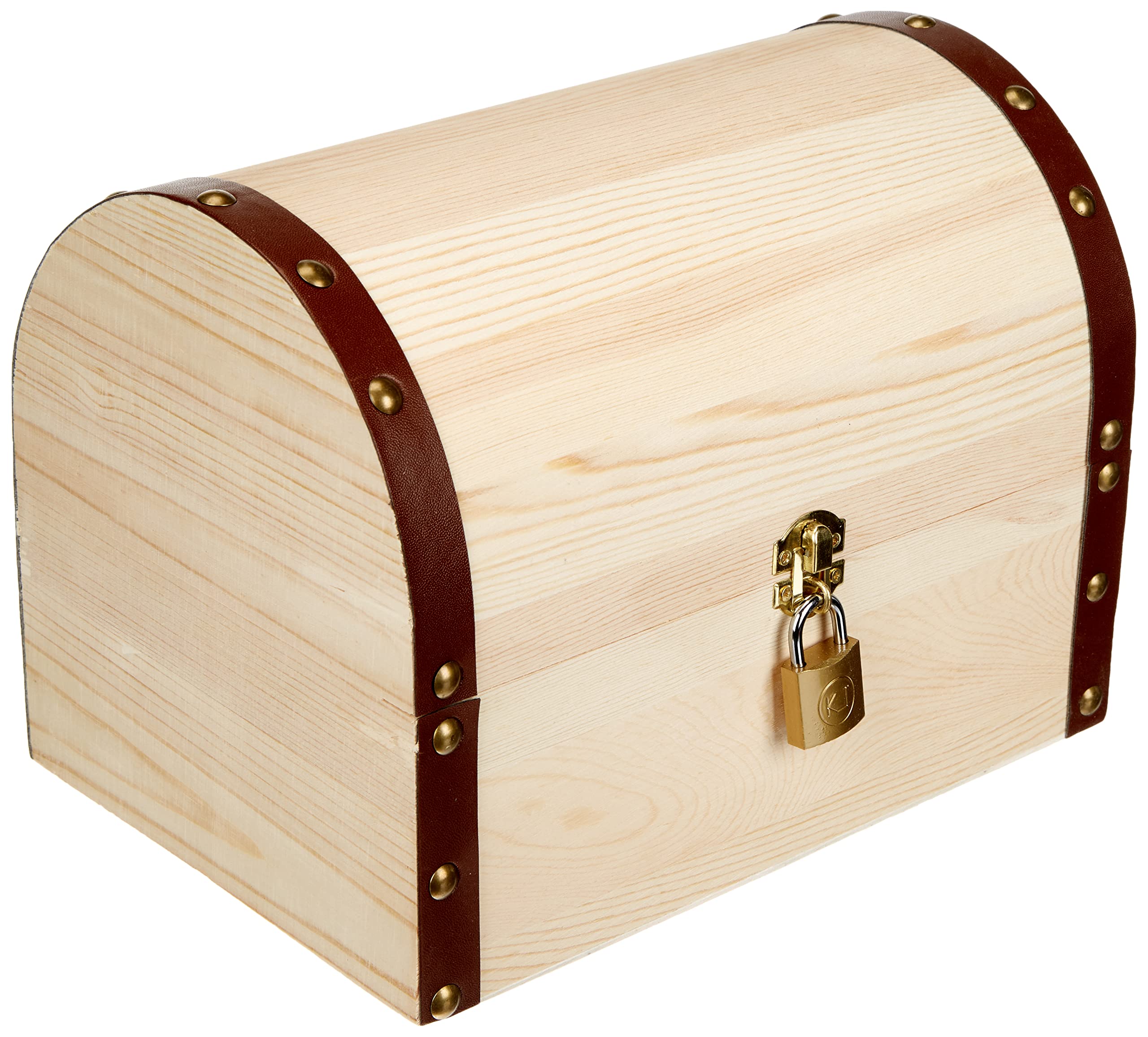 Glorex 6 2003 350 Treasure Chest with Pine Wood Castle, Approx. 27 x 18 x 20 cm, FSC Mix, Natural Treasure Chest for Painting, Gluing and Decorating