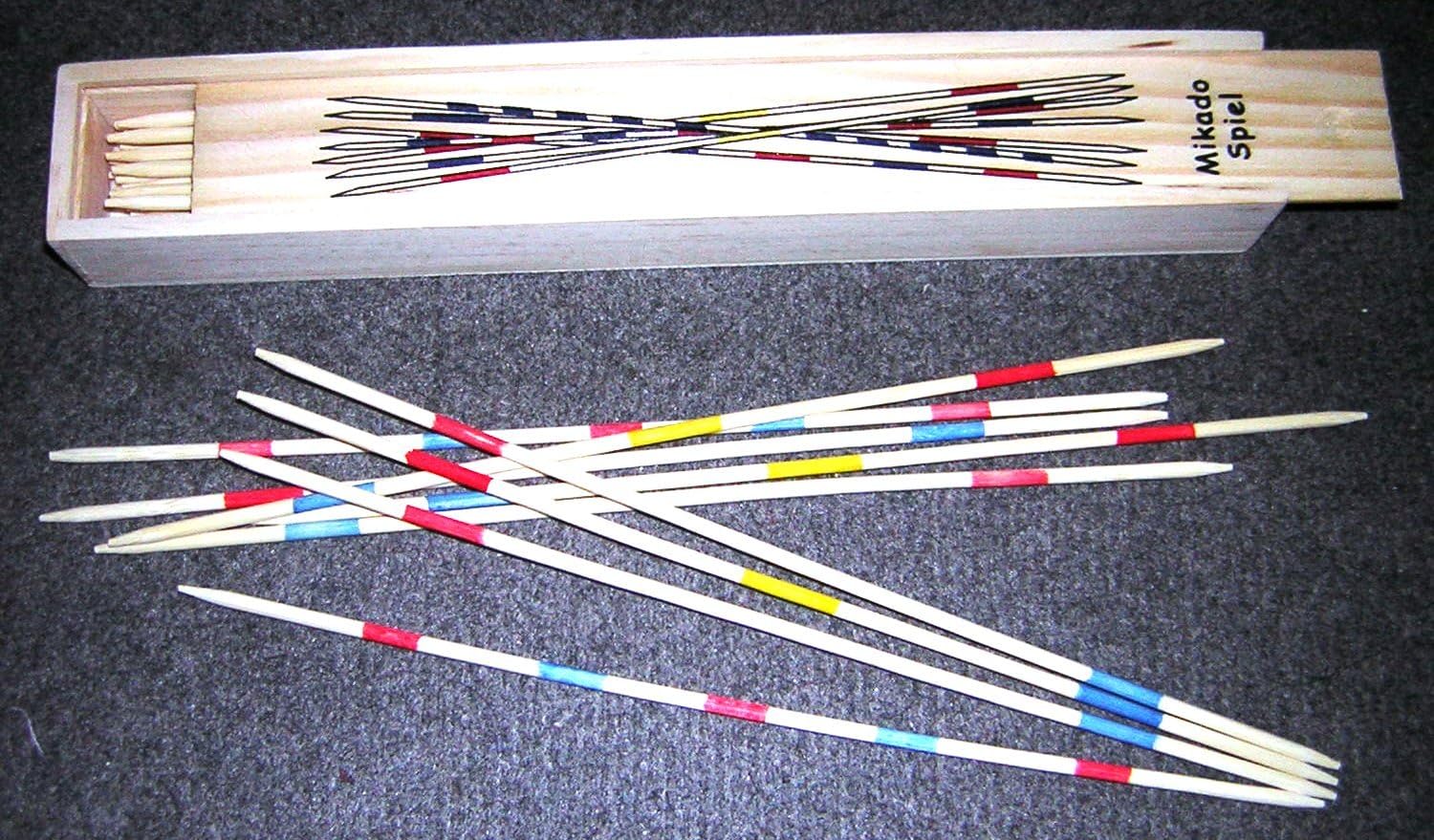 Elysium Enterprises PICK UP STICKS. WOODEN BOX. Large .25cm. WITH RULES.10 SETS