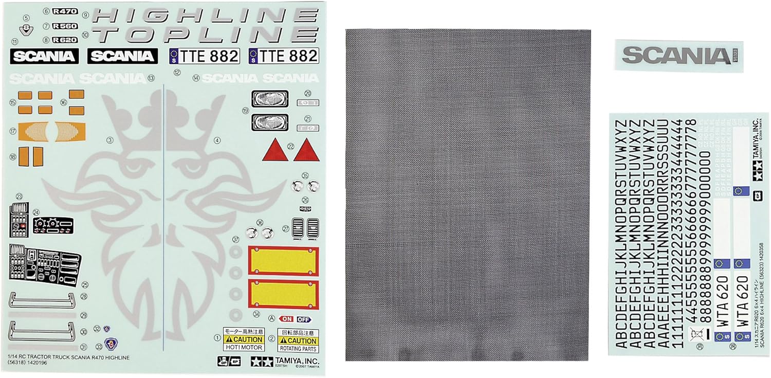Tamiya 309495581 - sticker bag Scania, R620, 6 x 4 high.line